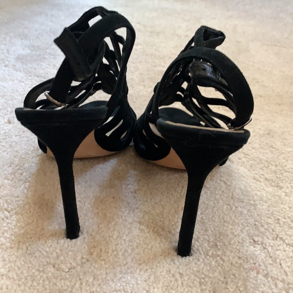 Manolo Blahnik black suede multi strap sandals high heels VGUC 4” size 37 US 7 - Picture 7 of 14